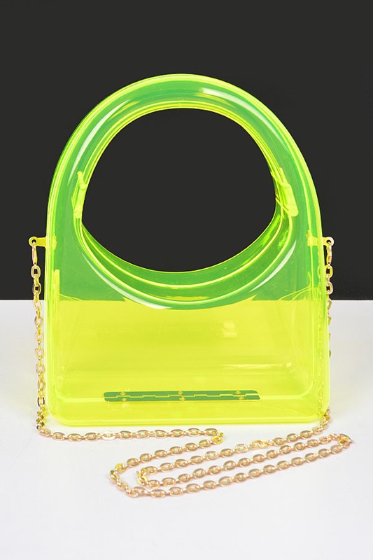 Acrylic Transparent Top Handle Molded Clutch Bag- 2 Colors