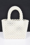 Faux Pearl Braided Iconic Basket Top Handle Clutch