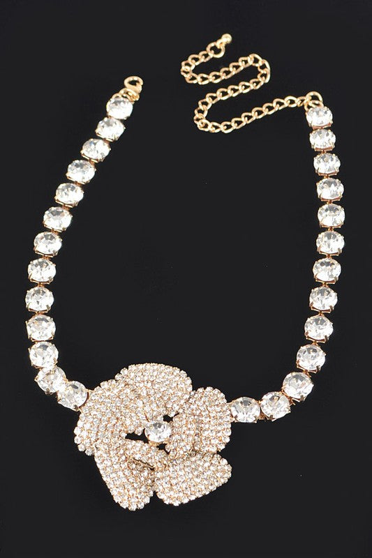 Crystal Flower Statement Choker Necklace-2 Colors