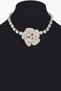 Crystal Flower Statement Choker Necklace-2 Colors