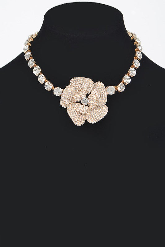 Crystal Flower Statement Choker Necklace-2 Colors