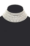 Mix Layered Statement Rhinestone Choker Necklace