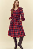 "Holiday Special" Jodifl Plaid Belted Midi Dress