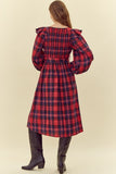 "Holiday Special" Jodifl Plaid Belted Midi Dress