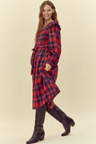 "Holiday Special" Jodifl Plaid Belted Midi Dress