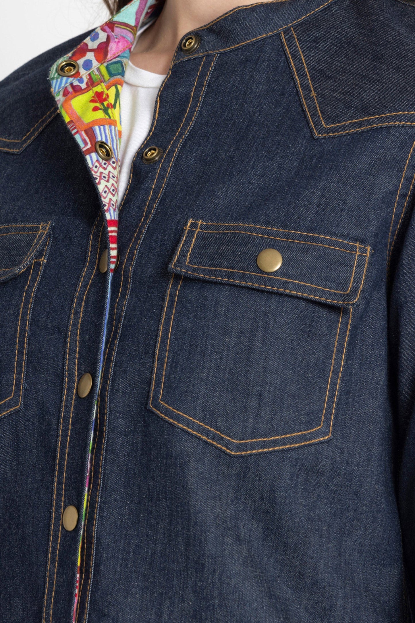 Benares USA One of a Kind Premium Brand Reversible Denim Jacket