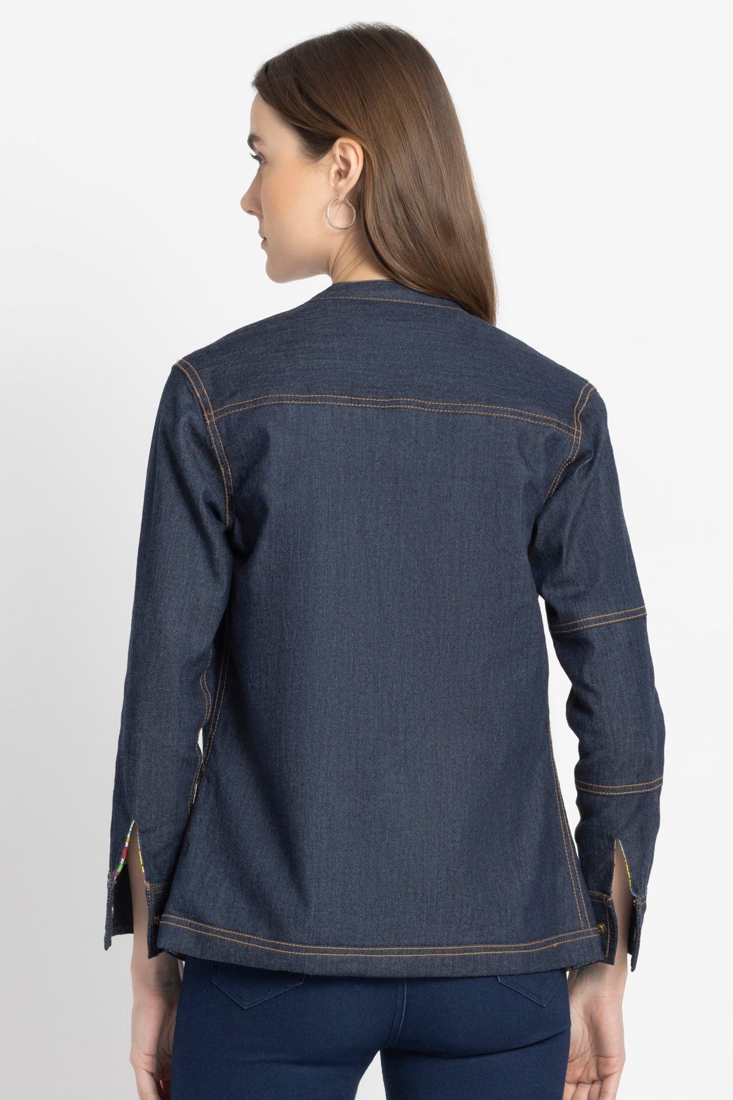 Benares USA One of a Kind Premium Brand Reversible Denim Jacket