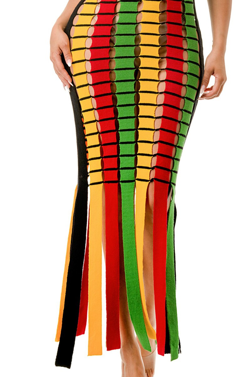 Rasta Reggae Jamaican Coverup Tassel Dress