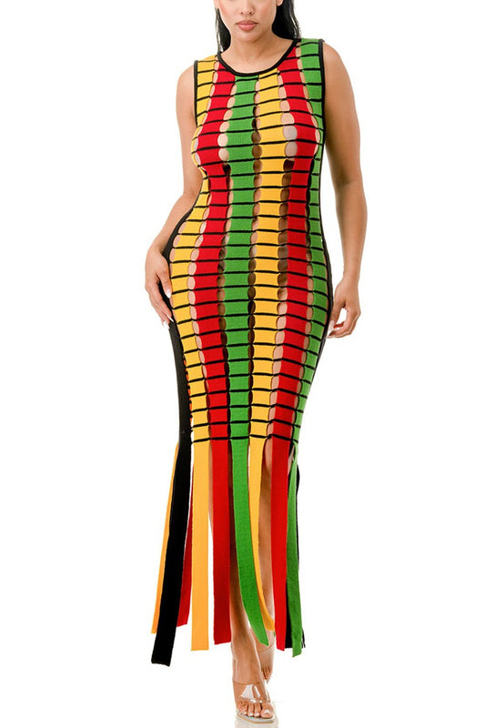 Rasta Reggae Jamaican Coverup Tassel Dress