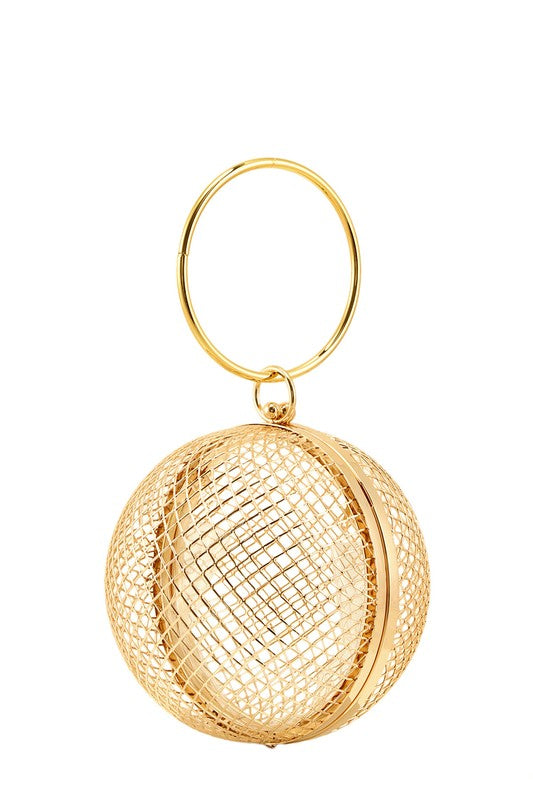 Metal Cage Ball Shape Clutch- 3 Colors