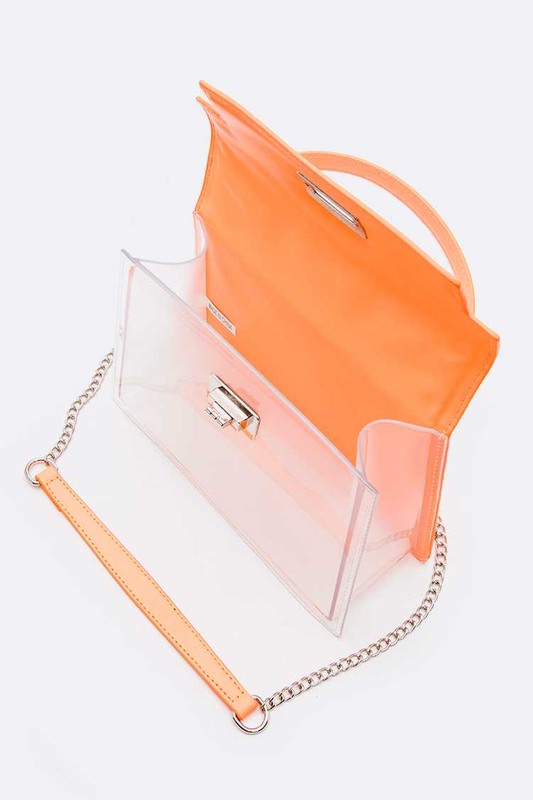 2 Tone Top Handle Transparent Stadium Bag-4 Colors
