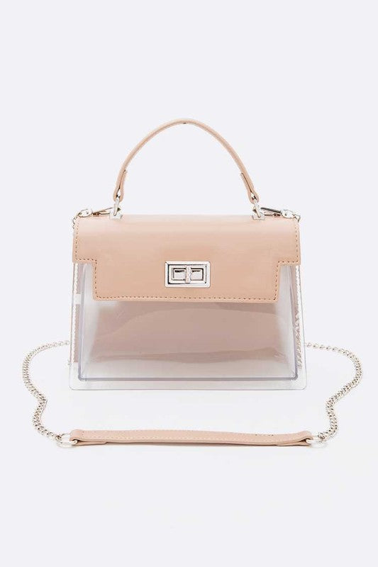 2 Tone Top Handle Transparent Stadium Bag-4 Colors
