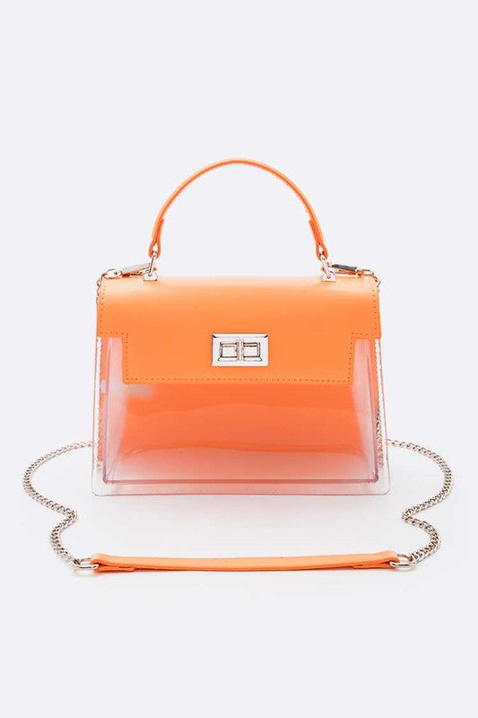 2 Tone Top Handle Transparent Stadium Bag-4 Colors