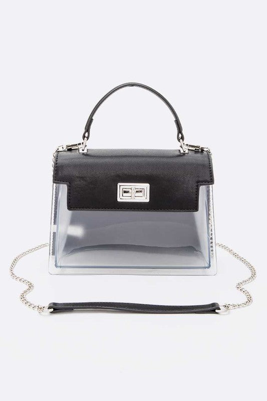 2 Tone Top Handle Transparent Stadium Bag-4 Colors