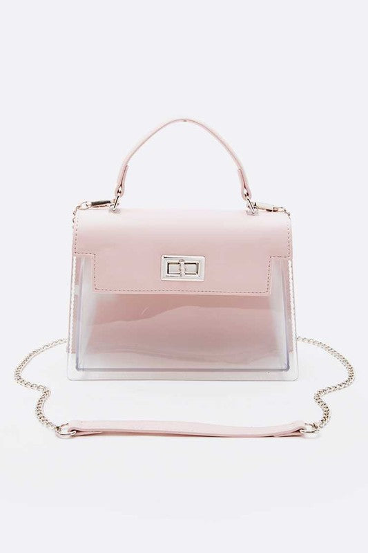 2 Tone Top Handle Transparent Stadium Bag-4 Colors