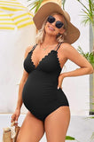 Ruch Scallop V Neck One Piece Maternity Swimsuit-3 Colors