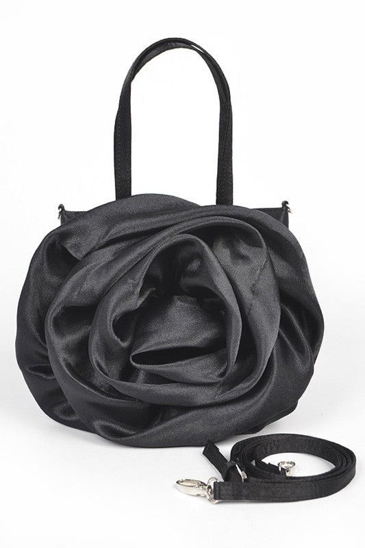 Oversize Satin Flower Top Handle Soft Clutch-5 Colors