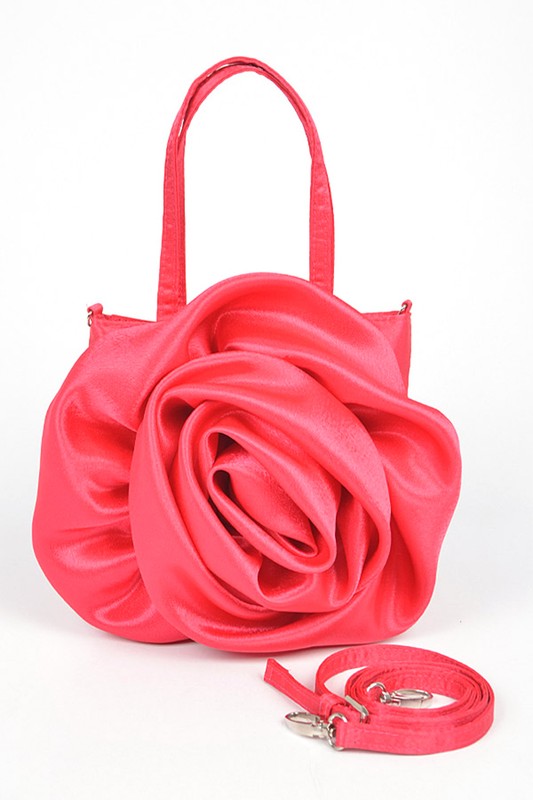 Oversize Satin Flower Top Handle Soft Clutch-5 Colors
