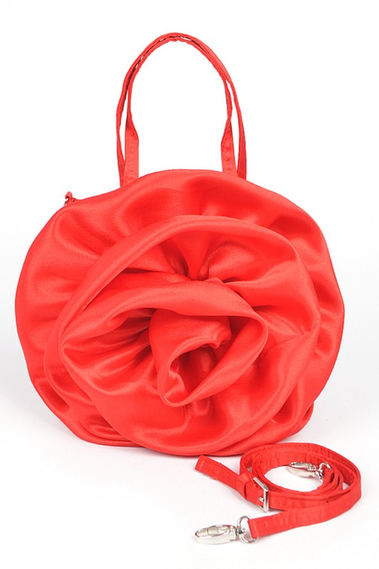 Oversize Satin Flower Top Handle Soft Clutch-5 Colors