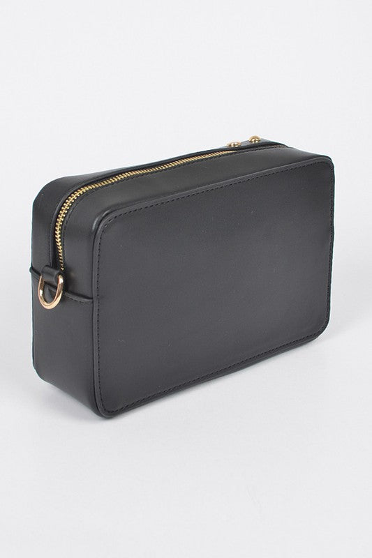 Patent Finish Top Handle Convertible Camera Look Clutch Bag-2 Colors