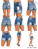 Plus Size Mid Rise Raw Frayed Hem Denim Shorts