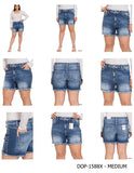 Plus Size Mid Rise Raw Frayed Hem Denim Shorts