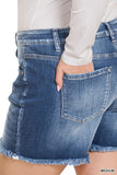 Plus Size Mid Rise Raw Frayed Hem Denim Shorts