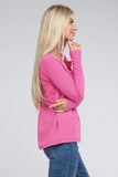 Melange Baby Waffle V-Neck Long Sleeve Top-3 Colors