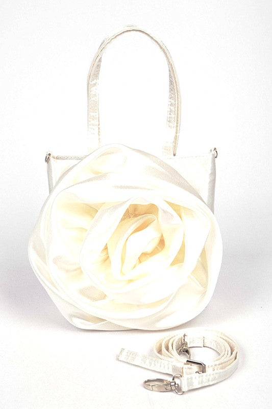Oversize Satin Flower Top Handle Soft Clutch-5 Colors