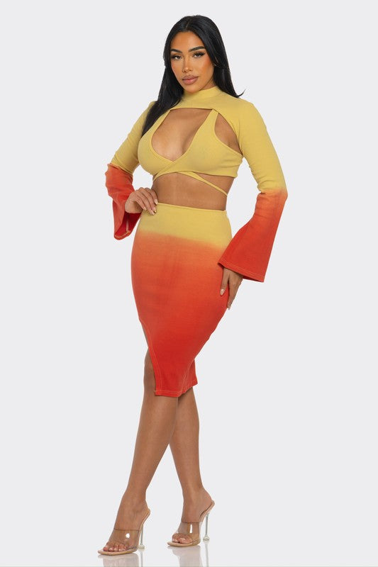 Sunset Aura 3 Piece Skirt Set
