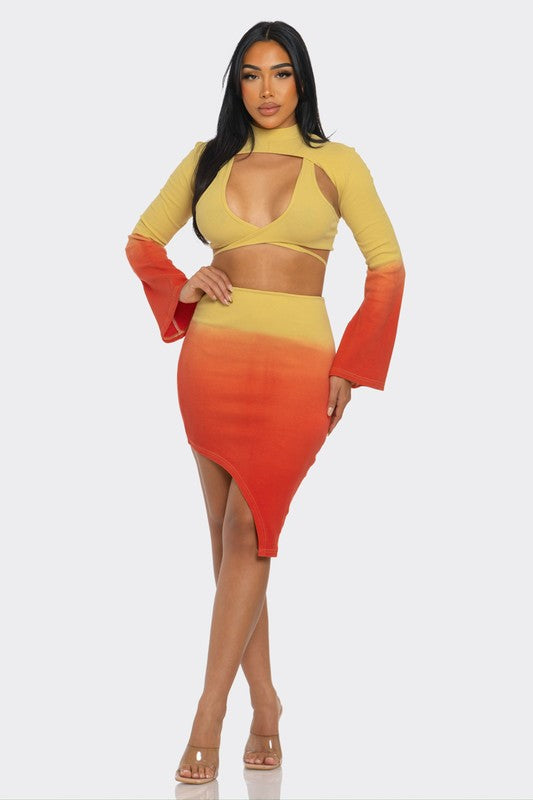 Sunset Aura 3 Piece Skirt Set