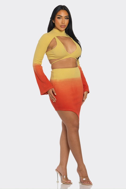 Sunset Aura 3 Piece Skirt Set
