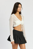 LACE CARDIGAN WITH RUFFLE DETAIL-2 COLORS