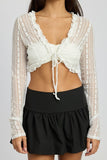 LACE CARDIGAN WITH RUFFLE DETAIL-2 COLORS