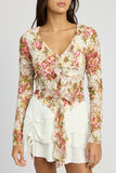 FLORAL PRINT BLOUSE WITH RUFFLE DETAIL