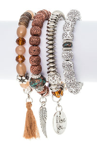 LOVE Mix Charm And Beads Layered Bracelet Set-4 Choices