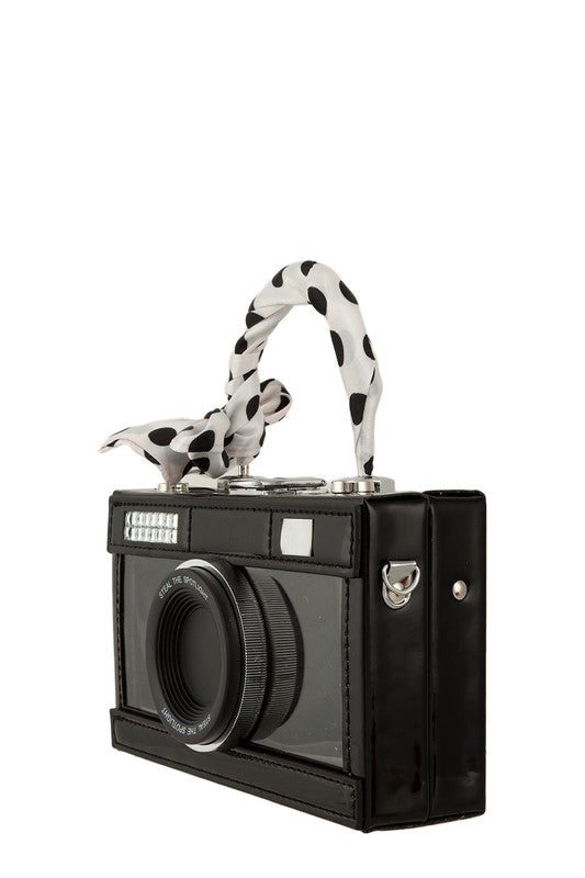 Ribbon and Camera Shape Visible Clutch Bag-3 Colors