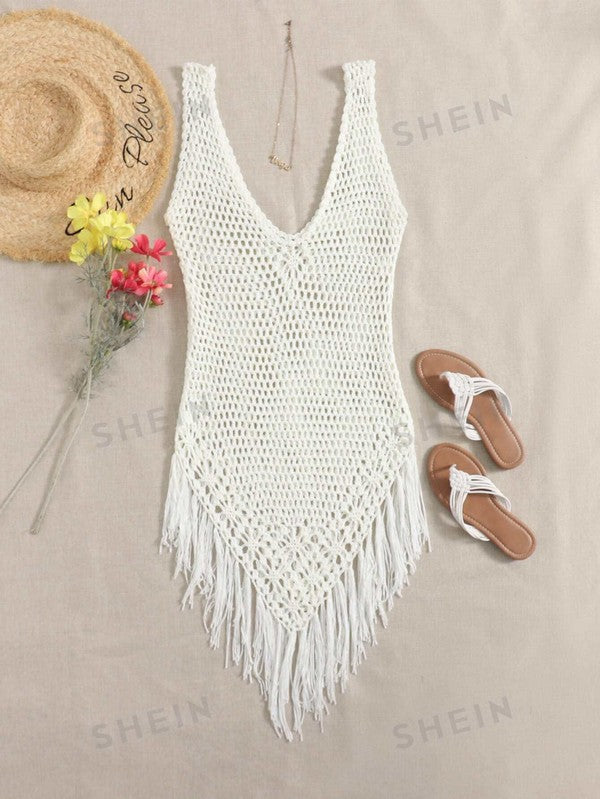Swim Oasis Fringe Hem Crochet Cover Up-2 Colors