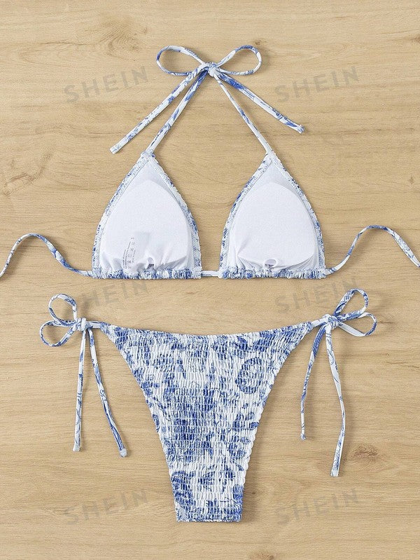 Printed Push-Up Strap Bikini Set