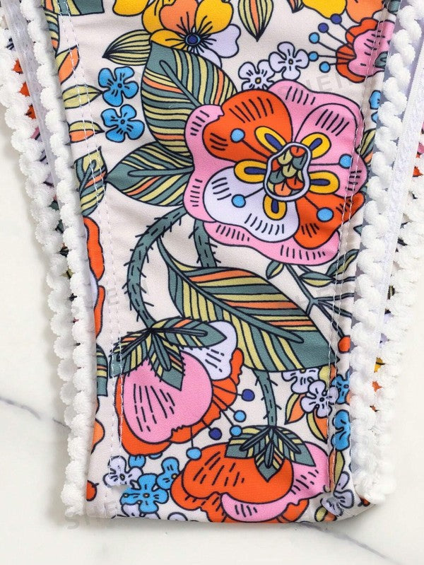 Printed Lace Two Piece Bikini Set-3 Colors