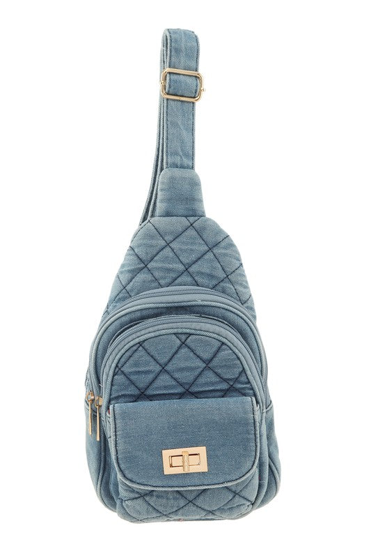 Cross Pattern Denim Sling Bag-3 Colors