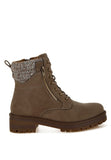 Mahisha Knitted Collar Zip-Up Hiker Boots- 3 Colors