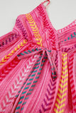 Pink Tribal Tassel Tie V Neck Surplice Maxi Dress