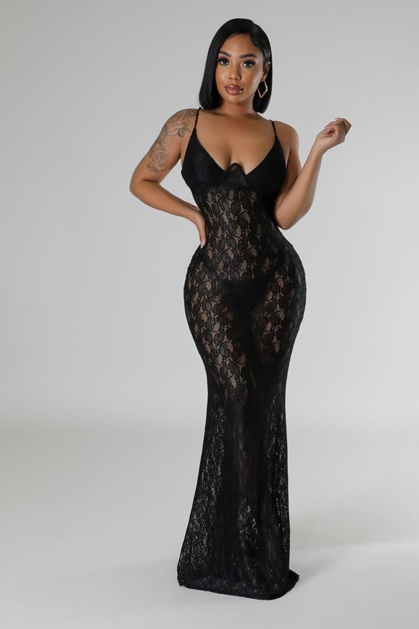 Sexy Lace Maxi Dress Lingerie