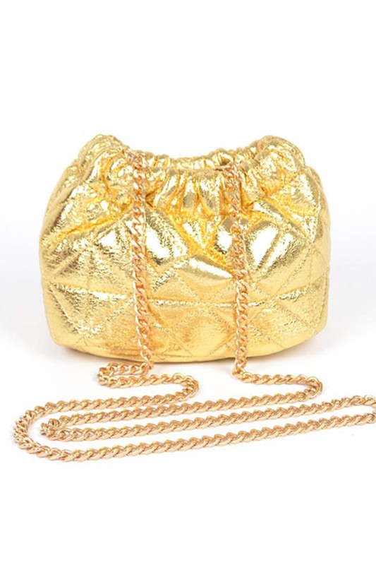 Metallic Quilted Convertible Bucket Swing Bag- 2 Colors