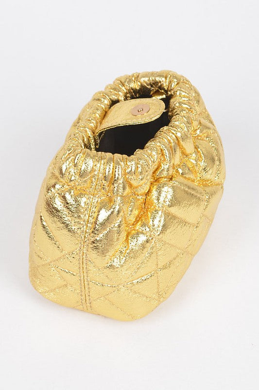 Metallic Quilted Convertible Bucket Swing Bag- 2 Colors