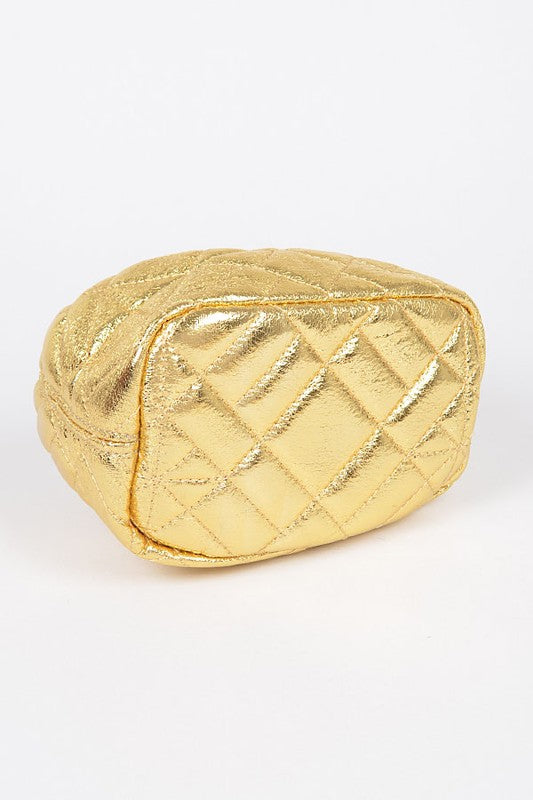 Metallic Quilted Convertible Bucket Swing Bag- 2 Colors