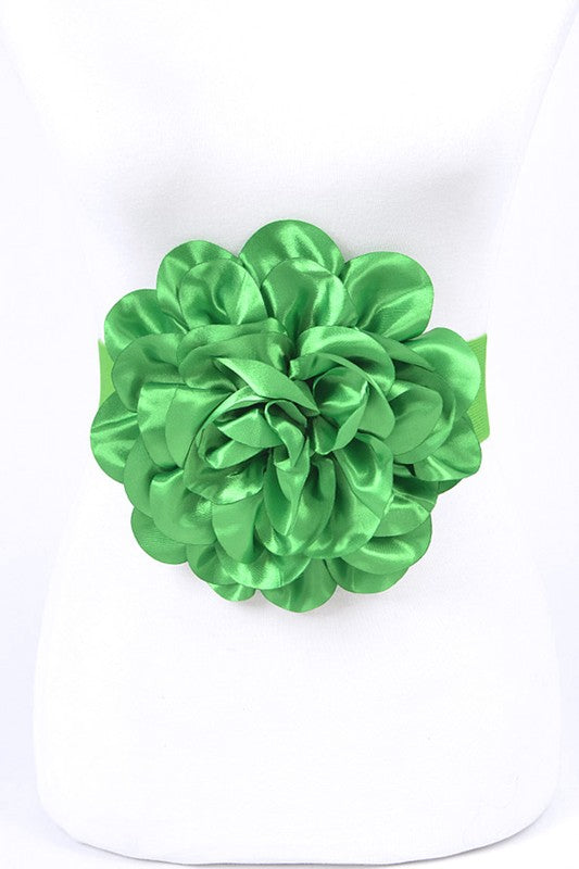 Oversize Satin Flower Elastic Belt-9 Colors