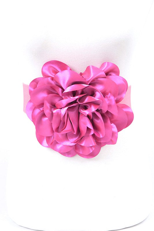 Oversize Satin Flower Elastic Belt-9 Colors