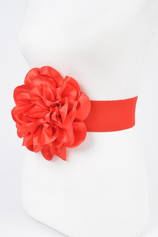 Oversize Satin Flower Elastic Belt-9 Colors
